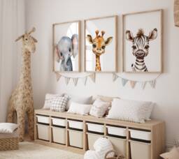 Safari Animal Nursery Prints Set Of 3 Jungle Posters - thumbnail 1