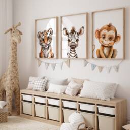 Safari Animal Nursery Prints Set Of 3 Jungle Posters - thumbnail 2