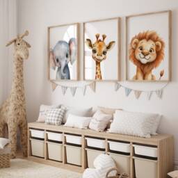 Safari Animal Nursery Prints Set Of 3 Jungle Posters - thumbnail 3