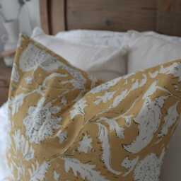 Yellow Floral Cushion Cover 55x55cm Cotton Farmhouse Throw Pillow - thumbnail 3