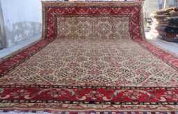 13x19 Ft Extra Large Afghan Rug, Hand Knotted Wool Area Oriental Beige Red Natural Dyes Living Room Dining Table Carpet - thumbnail 1