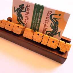 Business Card Holder With Name, Pau Amarello & Walnut Woods, Custom Carved To Order - thumbnail 2