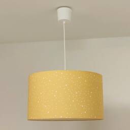 Lampshade - Pendant Light Tube Lamp Or Wall Sconce in Yellow Fabric With Star Patterns Ideal Gift For A Newborn, Birthday, Christmas, Baby - thumbnail 2