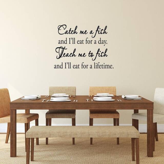 Vwaq Catch Me A Fish & I'll Eat For Day, Teach To Lifetime Vinyl Wall Decal Quote Home Decor Art - image 1