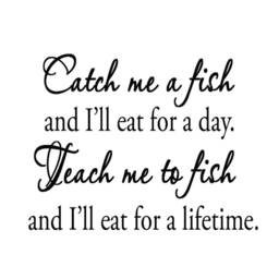 Vwaq Catch Me A Fish & I'll Eat For Day, Teach To Lifetime Vinyl Wall Decal Quote Home Decor Art - thumbnail 2