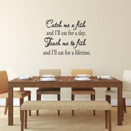 Vwaq Catch Me A Fish & I'll Eat For Day, Teach To Lifetime Vinyl Wall Decal Quote Home Decor Art - thumbnail 1
