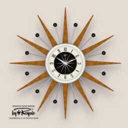 Teak Starburst Clock Mid Century Modern Wall Decor, 21 - thumbnail 1