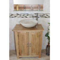 Bathroom Vanity Unit - Solid Oak Stone Basin Choice 310Sbc - thumbnail 3
