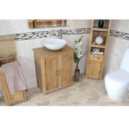 Bathroom Vanity Unit - Solid Oak Stone Basin Choice 310Sbc - thumbnail 1