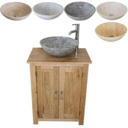 Bathroom Vanity Unit - Solid Oak Stone Basin Choice 310Sbc - thumbnail 2
