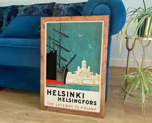 Helsinki Print Vintage Finland Helsingfors Travel Poster - image 1