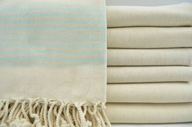 "Turkish Towel, Mint Green Striped Towel, 40""x67" - image 1