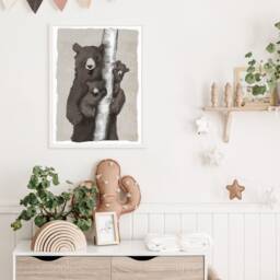 Hand Painted Illustrated Mummy/Daddy Bear & Cubs - Woodland Nursery Art Print - thumbnail 3