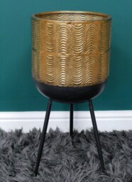 Set Of 2 Metal, Gold & Black Planters - thumbnail 3