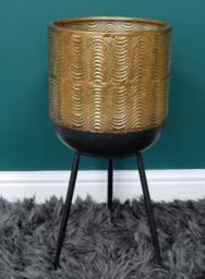 Set Of 2 Metal, Gold & Black Planters - thumbnail 4