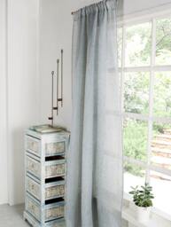 Linen Curtain-Curtain Grey Blue Curtain-Linen Sheer Panel - Drapes-Window Treatment - Rod Pocket - 4''(10cm-Width 67'' - 170cm X Custom Length - thumbnail 2
