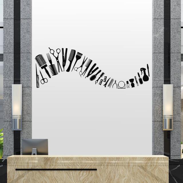 Hair Salon Decor Tools Vinyl Wall Decal T132 - image 1