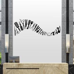 Hair Salon Decor Tools Vinyl Wall Decal T132 - thumbnail 1