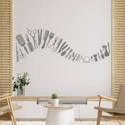 Hair Salon Decor Tools Vinyl Wall Decal T132 - thumbnail 2