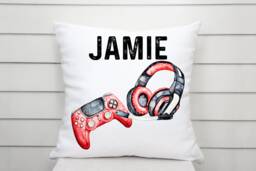 Personalised Kids Gaming Cushion, Personalized Gift For Girls Boys, Gaming Gift, Childrens Personalised Pillow - thumbnail 1