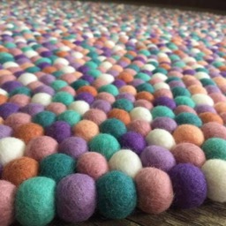 Nursery Rug - Lavender Fields Free Shipping Felt Ball Decor Play Mat Wool Pom - thumbnail 1
