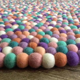 Nursery Rug - Lavender Fields Free Shipping Felt Ball Decor Play Mat Wool Pom - thumbnail 2