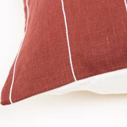 Striped Cushion Cover Stripe Pillow Covers 20x20, Linen Throw Rust White Stripes, Book Nook Cases - thumbnail 3