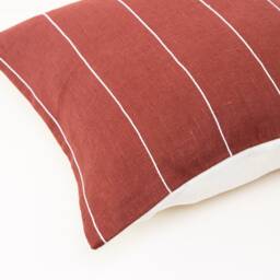 Striped Cushion Cover Stripe Pillow Covers 20x20, Linen Throw Rust White Stripes, Book Nook Cases - thumbnail 2