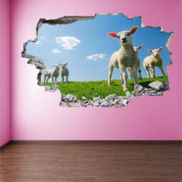 Cute Lambs Sheep Wall Decal Sticker Mural Poster Print Art Kids Room Home Decor Ez18 - thumbnail 2