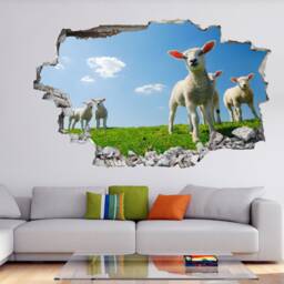 Cute Lambs Sheep Wall Decal Sticker Mural Poster Print Art Kids Room Home Decor Ez18 - thumbnail 1