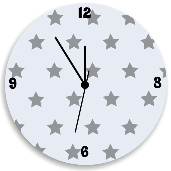 Kids Bedroom Wall Clock, Stars Pattern Nursery Room Decor, Children Clock - image 1