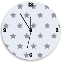 Kids Bedroom Wall Clock, Stars Pattern Nursery Room Decor, Children Clock - thumbnail 1