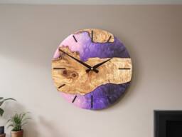 Custom Resin & Olive Wood Wall Clock Live Edge Rustic Home Decor