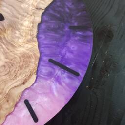 Custom Resin & Olive Wood Wall Clock Live Edge Rustic Home Decor - thumbnail 3
