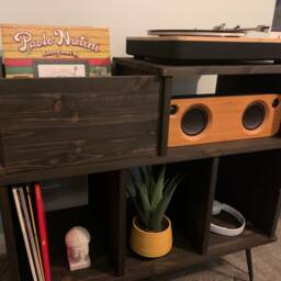 Record Player Stand Handcrafted Turntable Cabinet With Vinyl Storage, Holder & Lp Storage Unit Customised Sizes/ Colours - thumbnail 4