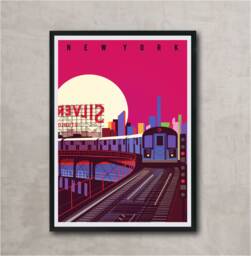 Nyc Subway Art Print Queensboro Illustration, New York Home Decor - thumbnail 1
