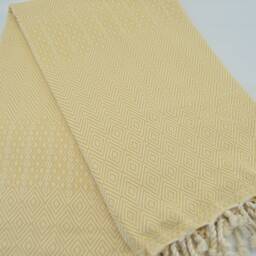 "Yellow Towel, Diamond Towel, Herringbone Towel, Turkish Peshtemal, Bath Towel, Hammam Towel, 40""x67" - thumbnail 3