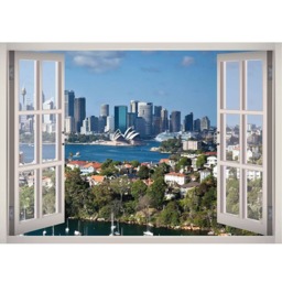 Sydney Harbor Window 3D Wall Decal Art Removable City Skyline Wallpaper Mural Sticker Vinyl Home Decor - thumbnail 2