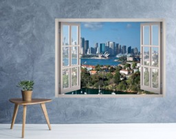 Sydney Harbor Window 3D Wall Decal Art Removable City Skyline Wallpaper Mural Sticker Vinyl Home Decor - thumbnail 1
