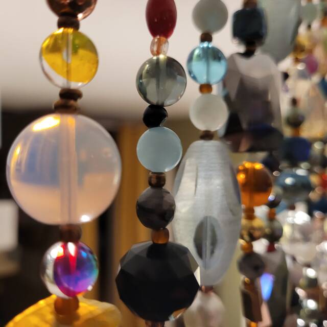 Handmade Bead Curtain Bohemian Eclectic Home Decor, Unique Showpiece 18Wx32L - image 1