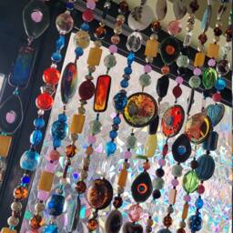 Handmade Bead Curtain Bohemian Eclectic Home Decor, Unique Showpiece 18Wx32L - thumbnail 3
