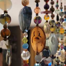 Handmade Bead Curtain Bohemian Eclectic Home Decor, Unique Showpiece 18Wx32L - thumbnail 2