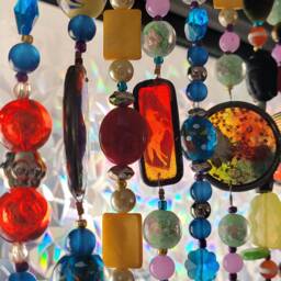 Handmade Bead Curtain Bohemian Eclectic Home Decor, Unique Showpiece 18Wx32L - thumbnail 4
