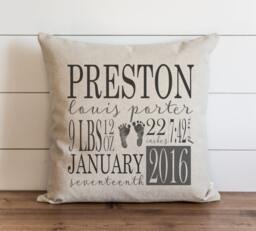 Birth Announcement Pillow Cover/Personalized Baby Gifts Nursery Decor New Gift Baby Stat /Custom - thumbnail 1
