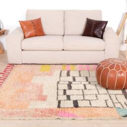 Pink Boujaad Rug, Authentic Moroccan Rug 5x6 Ft - thumbnail 2