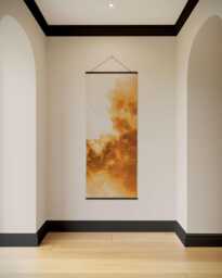 Orange Smoke Tapestry - Wall Hanging Unique Art - thumbnail 1