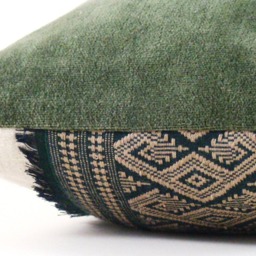 Hand Woven Lumbar Pillow Forest Green Geometric Throw Pillow - thumbnail 3