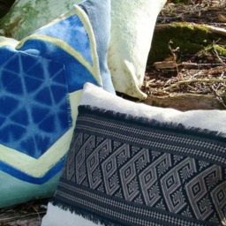 Hand Woven Lumbar Pillow Forest Green Geometric Throw Pillow - thumbnail 4