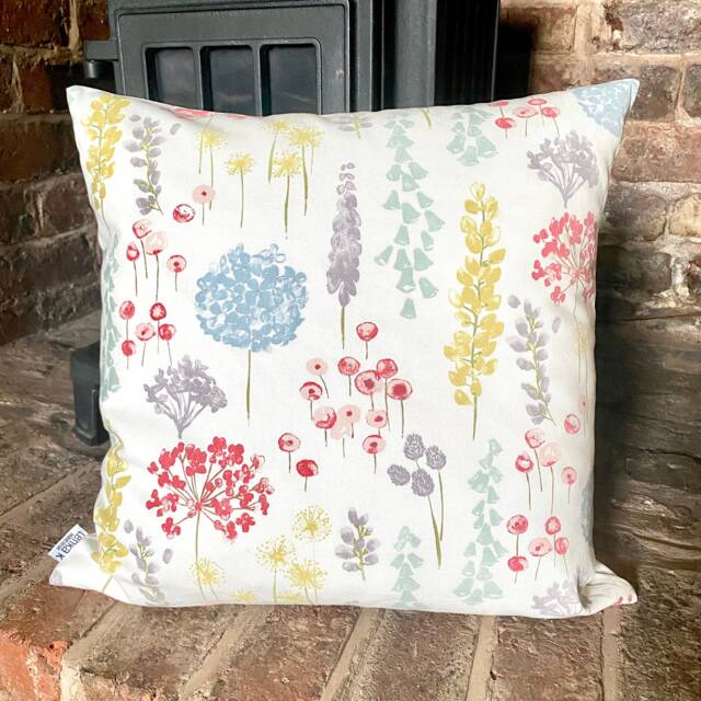 897. Handmade Field Flowers 100% Cotton Cushion Cover. Various Sizes