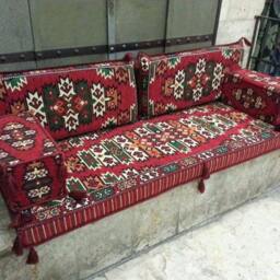 Arabic Oriental Seating Set . Hittite Majlis - Rug Fabric Floor Seating -Indoor/Outdoor -Hookah Lounge -Home 6Pcs Hard Foam Filled - thumbnail 2